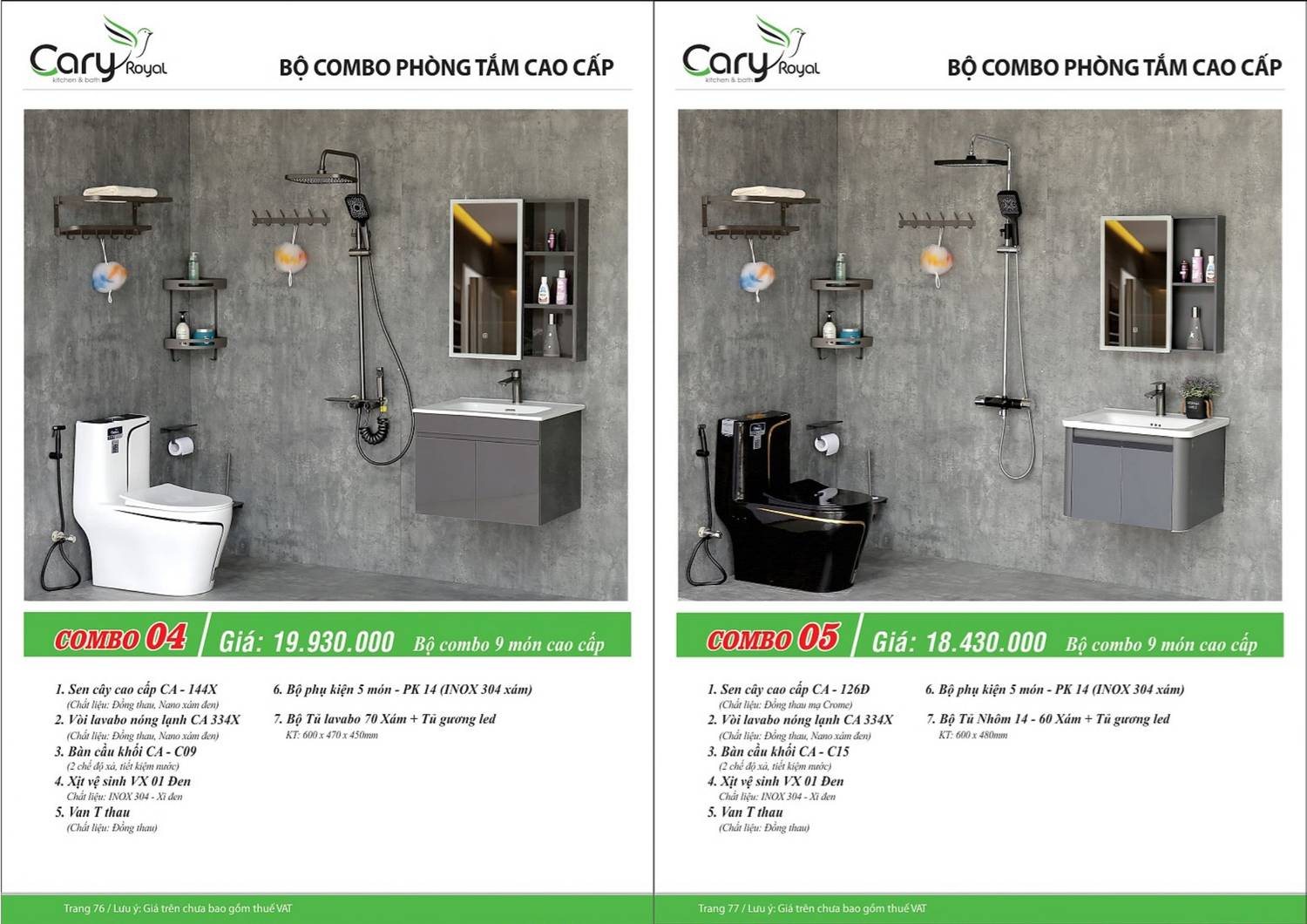 Thiết bị vệ sinh CARY ROYAL Catalogue và Bảng giá mới nhất 2024 - 2025 /Page 39